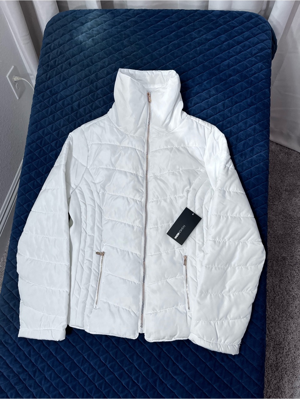 Fashion Nova White Quilted Lightweight Puffer Jacket